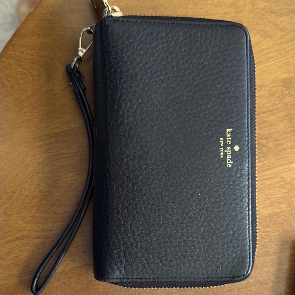 Kate Spade Black Leather Wristlet